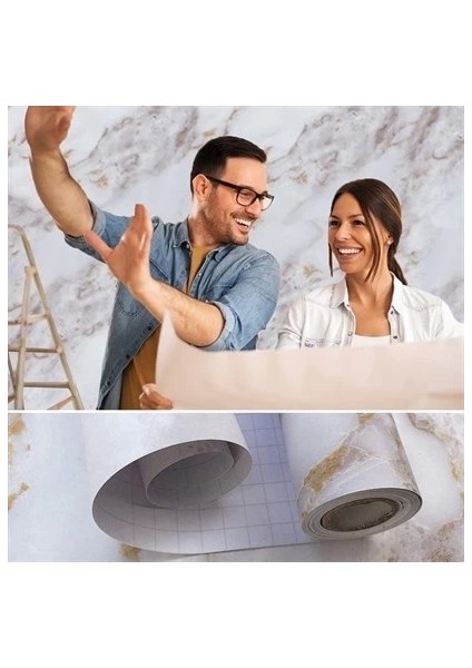 Mermer Desenli Masa Tezgah Mutfak Su Geçirmez Yapışkanlı Folyo Sticker Sarı 5x0,6m