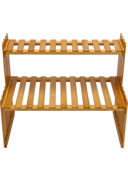 2 Katman Bambu Depolama Rafı Mutfak Baharat Kavanoz Şişe Baharat Rafı Dekorasyon Organizatör Raf Ev Masaüstü Rafları (Yurt Dışından)