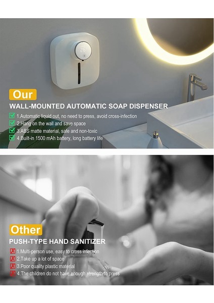 10.82OZ/320ML Otomatik Sabun Dağıtıcı, Dokunulmaz Sabun Dağıtıcı, Köpük Sabun Dağıtıcı, Ipx4 Su Geçirmez (Beyaz) (Yurt Dışından) modelleri