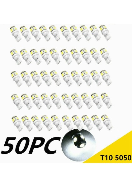 50PCS Süper Beyaz T10 5-Smd 5050 LED Ampuller W5W 2825 158 192 168 194 (Yurt Dışından) fiyatları