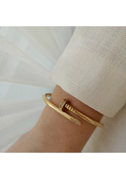 Gömme Zirkon Taşlı Çivi Çelik Kelepçe