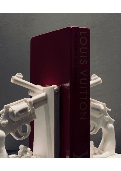 Tabanca Şeklinde Dekoratif Kitap Desteği (2 Parça) – 26X20 cm Minimalist Ofis modelleri