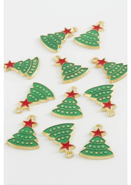 Çok Renkli Yılbaşı Ağacı Mineli Kolye Ucu, Şık ve Zarif Takı Detayı