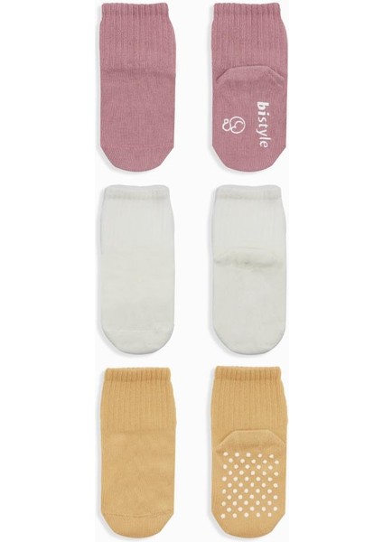 Nessiworld Basic Kaymaz Penye Soket Çorap 3'lü BS10106 Pudra Ekru Somon fiyatları