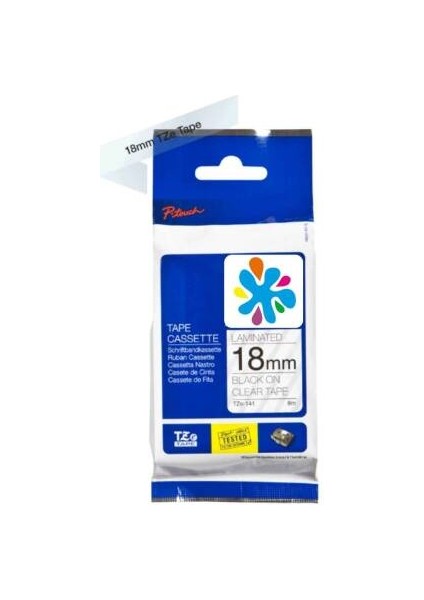 TZE-141 Şeffaf Üzerine Siyah Muadil Etiket Şeridi