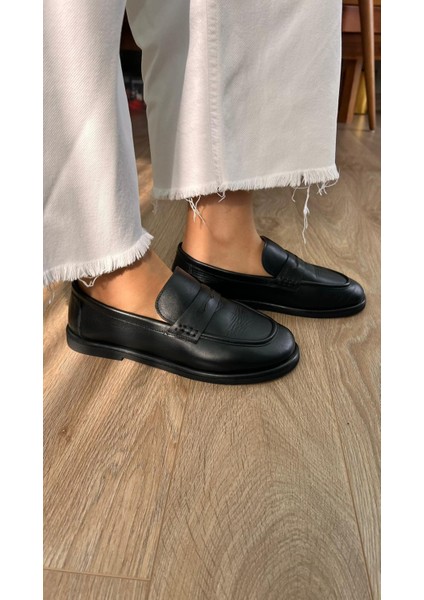 Mera Hakiki Deri Düz Taban Kadın Babet modelleri