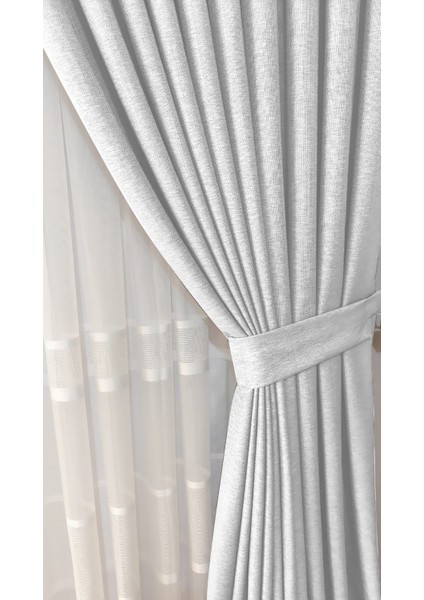 Keten Fon Perde 1/3 Sık Pileli Dikim Korniş Için Tek Kanat(30 Renk)