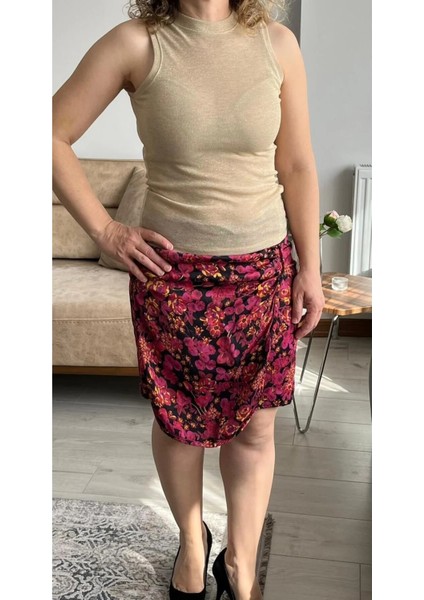 Sıfır Kol, Sıfır Yaka Simli Iplik Spor Bluz Bej