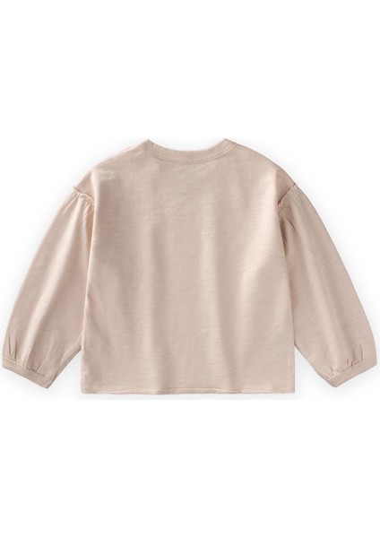 Fırçalı Rustik Uzun Kollu T-Shırt 1-7 Yaş Ekru modelleri