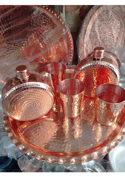 Yuvarlak Bakır Su Matarası 700ML