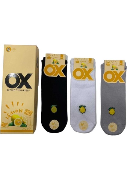 Ox Pamuklu 6'li Limon Kokulu Renkli Çorap