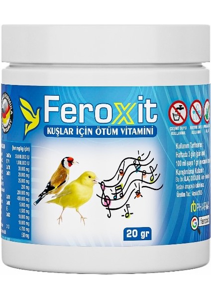 Kuşlar Için Ütüş Vitamini (Kanarya , Saka ,bülbül ve Finch ) 20 gr