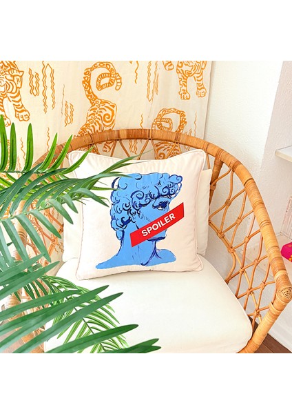 Pop Art David “spoiler” Desenli Kadife Yastık Kılıfı – 50X50 cm – Modern Dekoratif Kırlent Kılıfı fiyatları