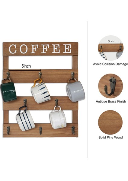 Ahşap Kupa Depolama Rafı Kahve Çay Su Kupası Asma Tutucu Duvara Montajlı Kupa Rafı Kupa Şişesi Ekran Rafı (Yurt Dışından) modelleri