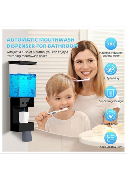 Banyo Dokunmasız 650ML, Duvara Monte Otomatik Gargara Dağıtıcı 2 Adet Manyetik Fincan (Yurt Dışından) fırsatları