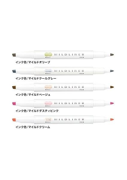 Mildliner Çift Taraflı Fırça Uçlu Işaretleme Kalemi 5li Set 5C-NTC-N SET