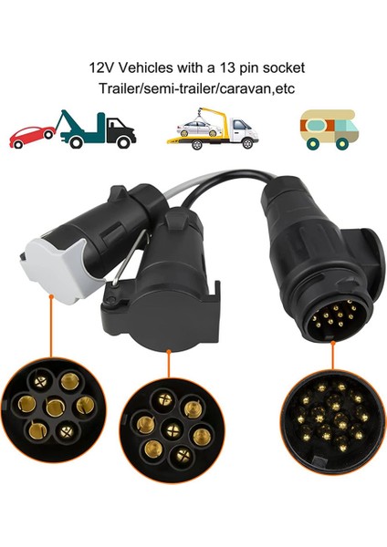 Çekme Adaptörü 13 Fiş Pimi 7 Pin 12N+12S Soket Towbar Elektrik Dönüşüm Adaptörü Römork Kamyonu Keravan (Yurt Dışından) fiyatları