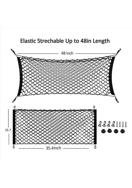 2x Arka Kargo Ağı 35-48 Inç Zarf Tarzı Kargo Gövdesi Net Bagaj Kapısı Organizatör Arabalar Için Ayarlanabilir Elastik (Yurt Dışından) fırsatları