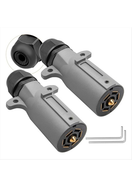 Rv 7 Pin Römork Fişi IP68 Su Geçirmez Contalı 2 Pcs 7 Yollu Rv Tarzı Römork Yan Konnektörü 7 Nokta Römork Kablo Fişi (Yurt Dışından)