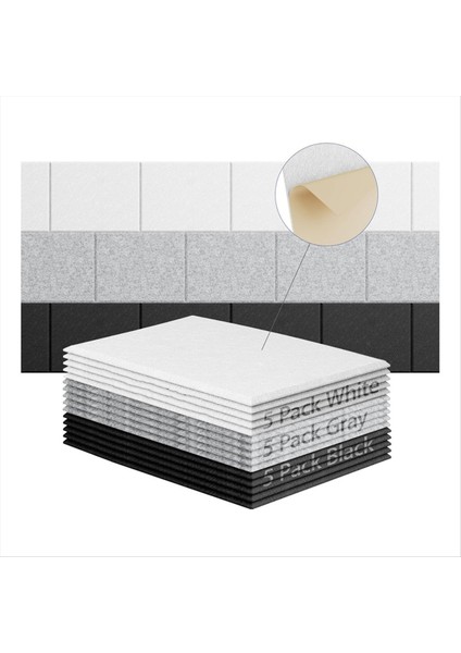15 Paket 12X8X4 Inç Akustik Duvar Panelleri Kendi Yapışkanlı Ses Emici Panel Stüdyolar 3 Renk Kaydı Için (Yurt Dışından)