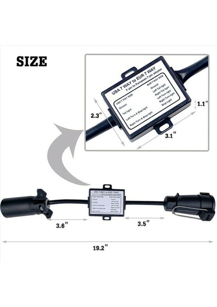 2x Usa-Ab Römorku Işık Dönüştürücü Us 7 Yollu Bıçak Soketi Ab 7 Pimli Yuvarlak Fişe (Yurt Dışından) fiyatları
