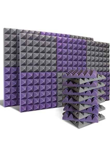 24 Paket Akustik Paneller Ses Geçirmez Köpük Panelleri Stüdyo Ses Yalıtımı Takozları Duvar Azaltma Gürültü Köpüğü Müzik Stüdyosu Için Vb (Yurt Dışından)