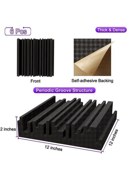 6 Pcs Kendinden Yapışkan Akustik Köpük Paneller 12 x 12 x 2 Inç Ses Emici Köpük Stüdyo Ses Geçirmez Köpük Siyahı Kayıt (Yurt Dışından) indirimleri
