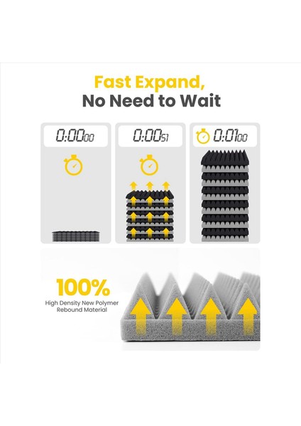 24 Paket Kendinden Yapışkan Ses Geçirmez Köpük Panelleri 2X12X12 Inç Piramit Tasarım Akustik Köpük Ev Stüdyosu Siyah + Gri (Yurt Dışından) fiyatları