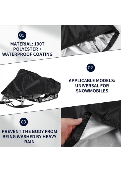 Snowmobile Kapağı Su Geçirmez Toz Izlenebilir Kızak Kapağı Anti-Üvey Kış Motosiklet Açık Siyah 145X51X48CM (Yurt Dışından) fırsatları