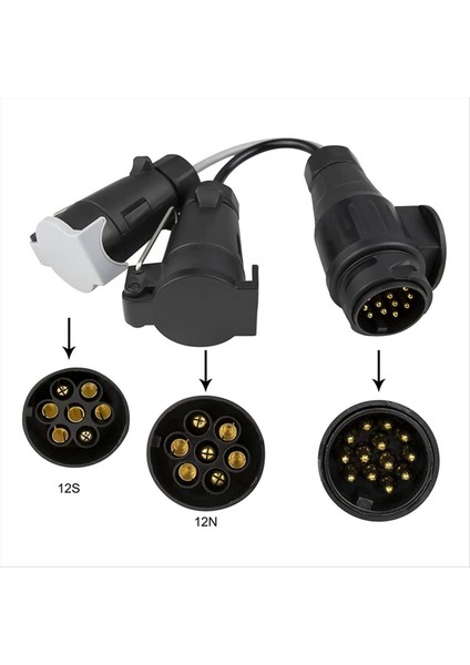2x Çekme Adaptörü 13 Fiş Pimi 7 Pin 12N+12S Soket Towbar Elektrik Dönüşüm Adaptörü Römork Kamyonu Keravan (Yurt Dışından) indirimleri