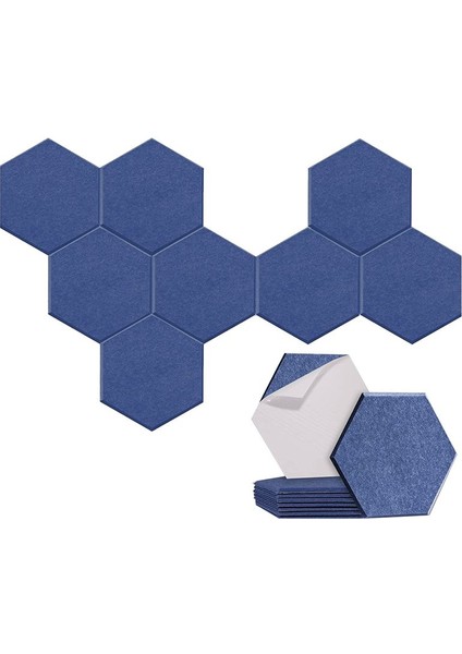 8 Paket Stüdyolar/kayıt Stüdyoları/ofisleri Için Kendi Yapışkanlı Altıgen Akustik Panel Ses Emici Panel Koyu Mavi (Yurt Dışından)