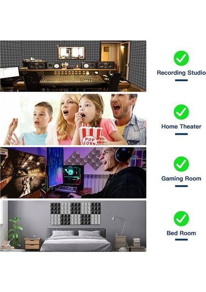 24 Paket Akustik Köpük Paneller Kendinden Yapışkan Ses Geçirmez Köpük Paneller Duvar Dekoru Müzik Stüdyosu Yatak Odası Evi 5X30X30CM (Yurt Dışından) indirimleri