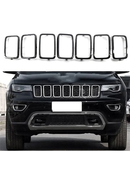7pcs Araba Ön Izgara Izgara Halka Kapak Ekleri Koruyucular Koruyucular Çerçeve Trims Kiti Grand Cherokee 2017-2021 68317863AA (Yurt Dışından) indirimleri