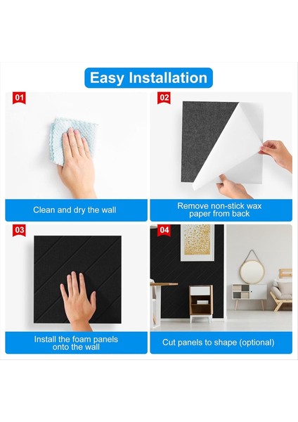 12 Paket Ses Geçirmez Köpük Paneller 12X12X0 4 Inç Akustik Için Kendi Kendine Yapışkan Akustik Köpük Paneller Siyah (Yurt Dışından) modelleri