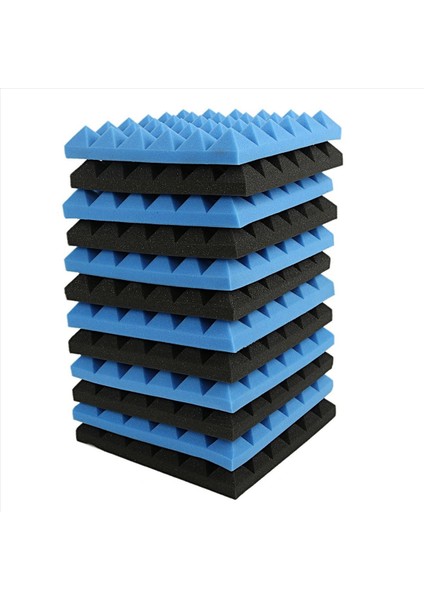 36X Kömür Akustik Köpük Fayans Ses Yalıtımı Köpük Panelleri Stüdyo Ses Dolgu 2 x 10 x 10 Inç (Siyah+Mavi) (Yurt Dışından) fiyatları