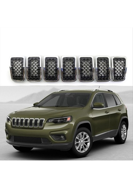 Krom Araba Ön Ekleme Mesh Grille Dekorasyon Kapağı Ön Radyatör Giriş Giriş Izgara Döşeme Jeep Cherokee 2019 2020 2021 (Yurt Dışından) modelleri