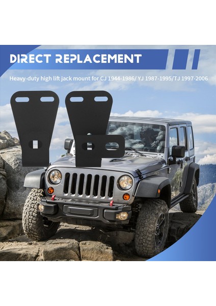 Jeep Wrangler Için Asansör Kriko Monte Monte Montaj Başlık Braketi Jack 1944-1986 / Yj 1987-1995 / Tj 1997-2006 (Çift Siyah) (Yurt Dışından) indirimleri