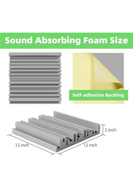 6 Pcs Kendinden Yapışkan Akustik Köpük Paneller 12 x 12 x 2 Inç Ses Emici Köpük Stüdyo Ses Geçirmez Köpük Gri (Yurt Dışından) fiyatları