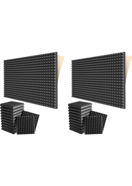 24 Paket Kendinden Yapışkan Ses Geçirmez Köpük Panelleri 2X12X12INÇ Yoğunluklu Akustik Paneller Piramit Tasarım Akustik Köpük (Yurt Dışından)