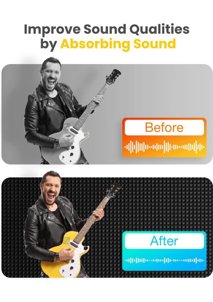 24 Paket Kendinden Yapışkan Ses Geçirmez Köpük Panelleri 2X12X12INÇ Yoğunluklu Akustik Paneller Piramit Tasarım Akustik Köpük (Yurt Dışından) modelleri