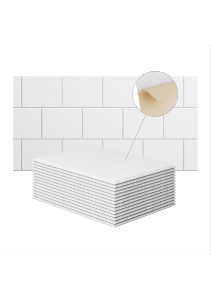 15 Paket 12X8X4 Inç Akustik Duvar Panelleri Kendi Yapışkanlı Ses Emici Panel Stüdyoları Kaydetmek Için Beyaz (Yurt Dışından)