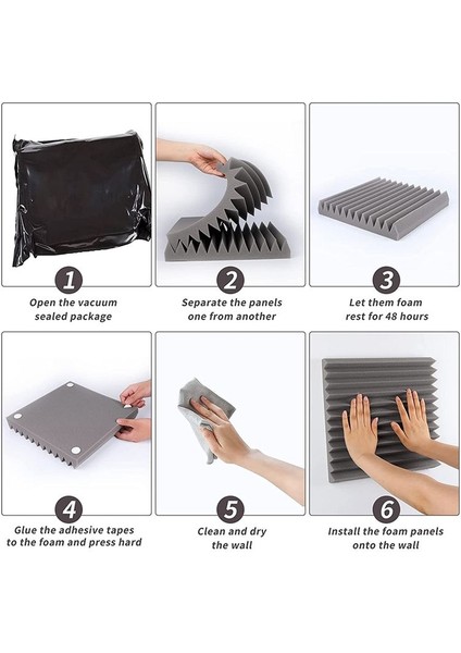 Akustik Köpük Paneller 12 Pcs Ses Geçirmez Duvar Panelleri 30X30X5CM Yoğunluklu Ses Emici Panel Duvarlar Mavisi (Yurt Dışından) fırsatları