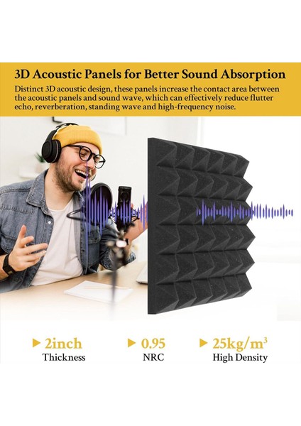 6 Pack Kendinden Yapışkan Ses Geçirmez Duvar Panelleri 2X12X12INCH Duvar Için Ses Geçirmez Köpük Paneller Ev Kayıt Stüdyosu Ofis (Yurt Dışından) modelleri