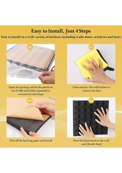 6 Pack Kendinden Yapışkan Ses Geçirmez Duvar Panelleri 2X12X12INCH Duvar Için Ses Geçirmez Köpük Paneller Ev Kayıt Stüdyosu Ofis (Yurt Dışından) indirimleri