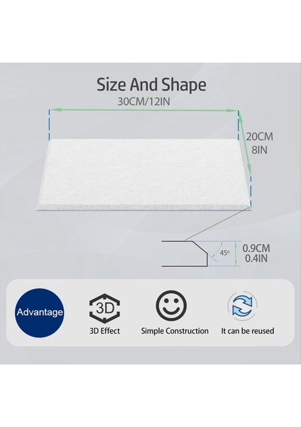 15 Paket 12X8X4 Inç Akustik Duvar Panelleri Kendi Yapışkanlı Ses Emici Panel Stüdyoları Kaydetmek Için Beyaz (Yurt Dışından) fırsatları