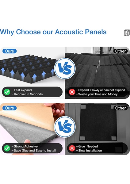 12 Pcs Akustik Köpük Kartı Stüdyo Fayans Akustik Köpük Ses Geçirmez Piramit Stüdyo Duvar Paneli 2 5X30X30CM (Yurt Dışından) indirimleri