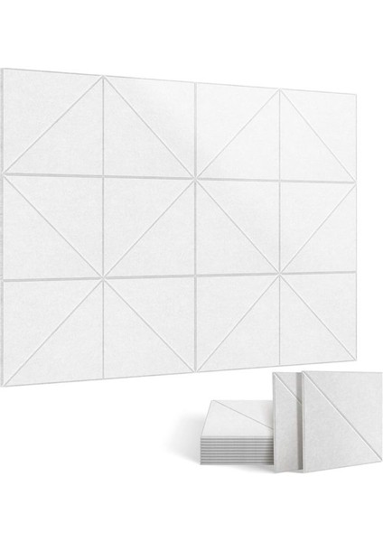 12 Paket Akustik Panel 12 x 12 Inç Dekoratif Ses Yalıtma Panelleri Duvar ve Tavan Akustik Paneller Beyaz (Yurt Dışından)