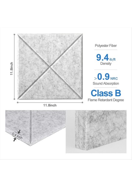 Kendi Kendine Yapışkanlı 12 Pack Akustik Paneller 12X12X0 4inch Ses Geçirmez Köpük Panelleri Duvarlar Için Ses Emici Karo Gri (Yurt Dışından) fırsatları