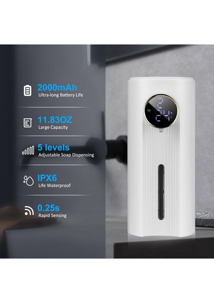 Dokunulmaz Otomatik Köpük Sabun Dağıtıcı 11.83 Oz, 5 Ayarlanabilir Seviye, Mutfak ve Banyo Sıvı Beyaz Için Uygun (Yurt Dışından) fiyatları