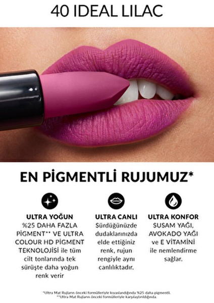 Ultra Mat Ruj Ideal Lilac Stick Renkli Nemlendirici Etki ile Konforlu Kullanım fırsatları